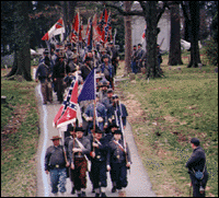 Members of the 57th Virginia Infantry lead the procession