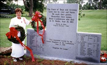 Mrs. Boltz with the monument