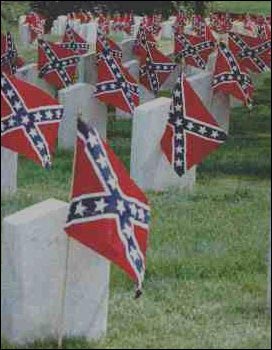 Confederate flags on graves